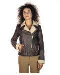 Women's jacket in real Brown Shearling and 100% made in Italy genuine leather