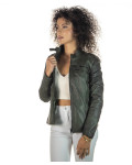 Giacca in Pelle da Donna Verde - Michelina | Leather Trend