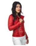 Woman leather jacket mod. Dakota in genuine Red leather with quilted effect 100% made in Italy