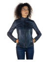 Women's Blue Leather Jacket - Michelina | Leather Trend