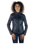 Women's Blue Leather Jacket - Michelina | Leather Trend