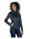 Giacca in Pelle da Donna Blu - Michelina | Leather Trend