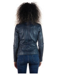 Women's Blue Leather Jacket - Michelina | Leather Trend