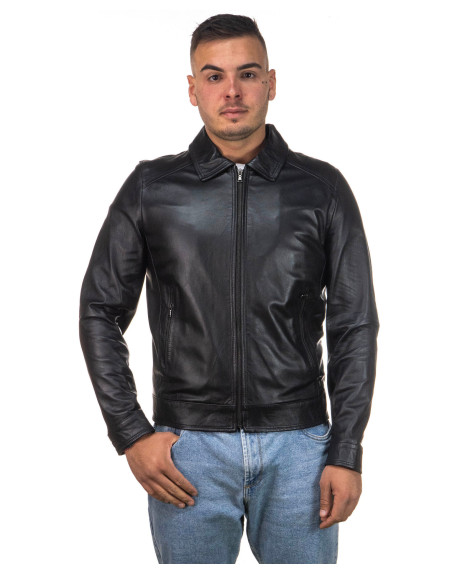 Giacca in pelle uomo mod. U07 nero in vera pelle 100% made in Italy 2