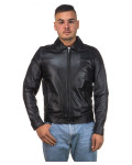 Giacca in pelle uomo mod. U07 nero in vera pelle 100% made in Italy