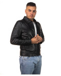 Men's leather jacket mod. U07 black in genuine leather 100% made in Italy