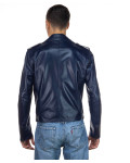Men's Blue Leather Three-Pocket Perfecto - Armando | Leather Trend