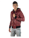Men's Bordeaux Leather Bomber Jacket - Napoli | Leather Trend