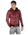 Men's Bordeaux Leather Bomber Jacket - Napoli | Leather Trend