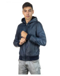 Men's Blue Leather Bomber Jacket - Napoli | Leather Trend