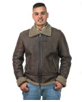 Man's Dark Brown Smooth effect jacket in real Shearling 100% made in Italy