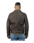 Man's Dark Brown Smooth effect jacket in real Shearling 100% made in Italy