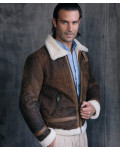 Man jacket in real Shearling Brown Scratched Effect man jacket in real Shearling 100% made in Italy