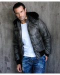 Piumino da uomo mod. Boston grigio in vera pelle 100% made in Italy
