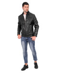 Biker in Pelle da Uomo Nero - Attila | Leather Trend