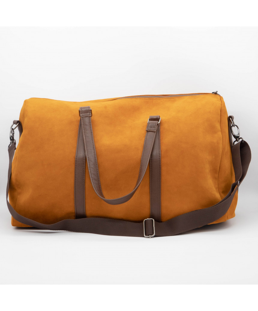 Panarea - Orange Duffle Bag In Genuine Suede Leather