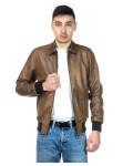 Men's bomber mod. Positano in genuine brown leather 100% made in Italy