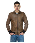 Men's bomber mod. Positano in genuine brown leather 100% made in Italy