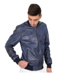 Bomber Uomo Blu in Pelle – David | Leather Trend
