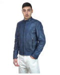 Men's Blue Leather Jacket – U08 | Leather Trend