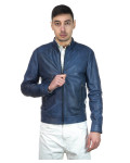 Men's Blue Leather Jacket – U08 | Leather Trend