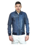 Bomber in Pelle Blu da Uomo - Napoli | Leather Trend