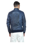 Men's Blue Leather Bomber Jacket - Napoli | Leather Trend