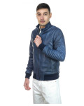 Bomber in Pelle Blu da Uomo - Napoli | Leather Trend