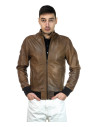 Men's Light Brown Leather Bomber Jacket - Napoli | Leather Trend