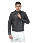 Giacca Biker Uomo Grigia in Pelle Oil - U06 | Leather Trend