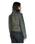 Chiodo in Pelle Stampata Donna Verde - Giselle | Leather Trend
