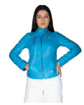 Women's Light Blue Leather Jacket - Giulia | Leather Trend