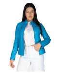 Women's Light Blue Leather Jacket - Giulia | Leather Trend