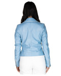 Women's leather jacket mod. Violetta in genuine Blue leather 100% made in Italy
