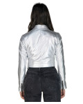 Women's Silver Leather Perfecto - Chiodino | Leather Trend