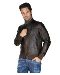 Bomber in Pelle da Uomo Testa di Moro - Frank | Leather Trend