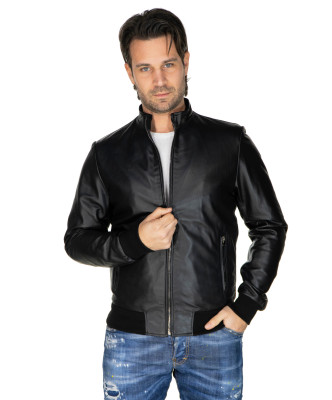 Genuine leather bomber jacket for men, Made in Italy by Leather Trend