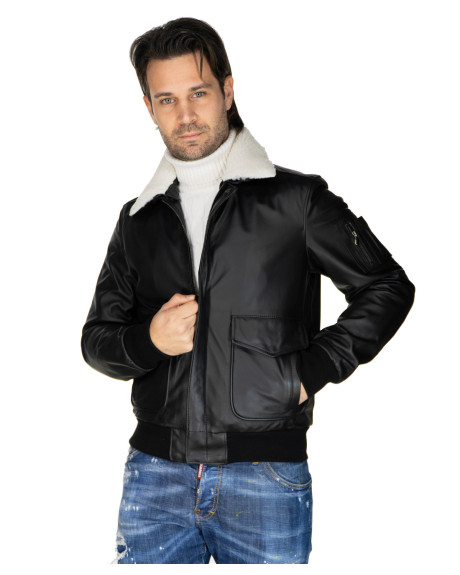 Bomber in pelle e montone da uomo - Leo | Leather Trend