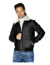 Men's Leather and Shearling Bomber Jacket - Leo | Leather Trend