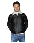 Giacca in pelle uomo mod. aviatore nero in vera pelle 100% made in Italy