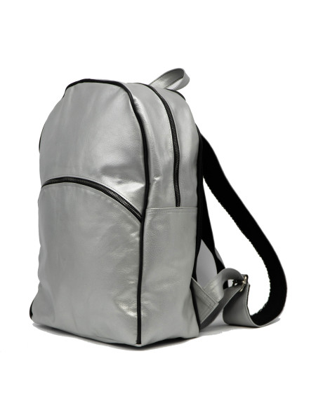 Zaino in pelle mod. Lisbona colore Argentato in vera pelle 100% made in Italy 2
