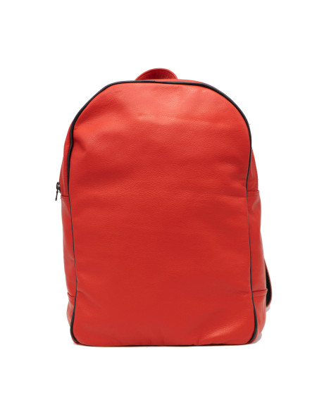Leather backpack mod. Palermo Smooth leather version in genuine dark Red 100% made in Italy