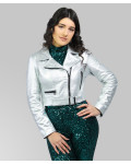 Women's Silver Leather Perfecto - Chiodino | Leather Trend