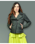 Chiodo in Pelle Stampata Donna Verde - Giselle | Leather Trend