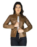Women's Light Brown Leather Jacket - Vanessa | Leather Trend