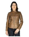 Women's Light Brown Leather Jacket - Vanessa | Leather Trend