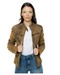 Women's Buffed Light Brown Leather Jacket - Vanessa | Leather Trend