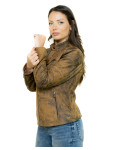 Women's Buffed Light Brown Leather Jacket - Vanessa | Leather Trend