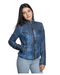 Biker in Pelle Vintage da Donna Blu - Kelly | Leather Trend