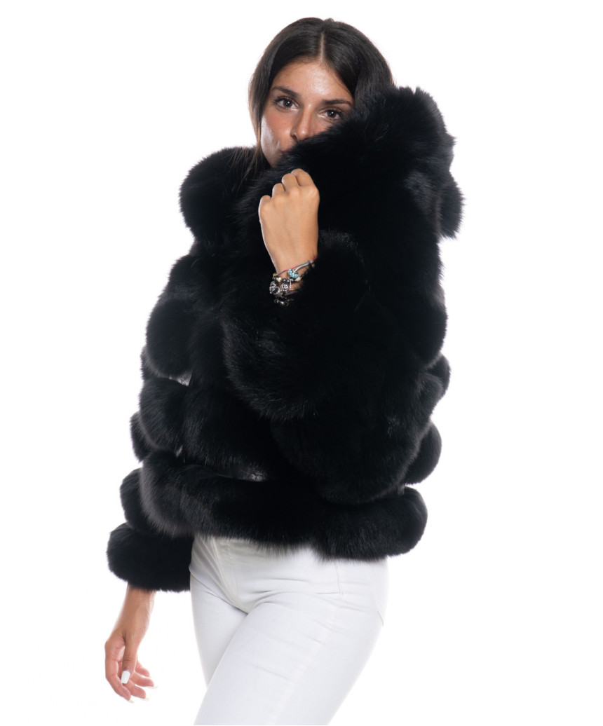 Alice - Women's Jacket in real Black Fur